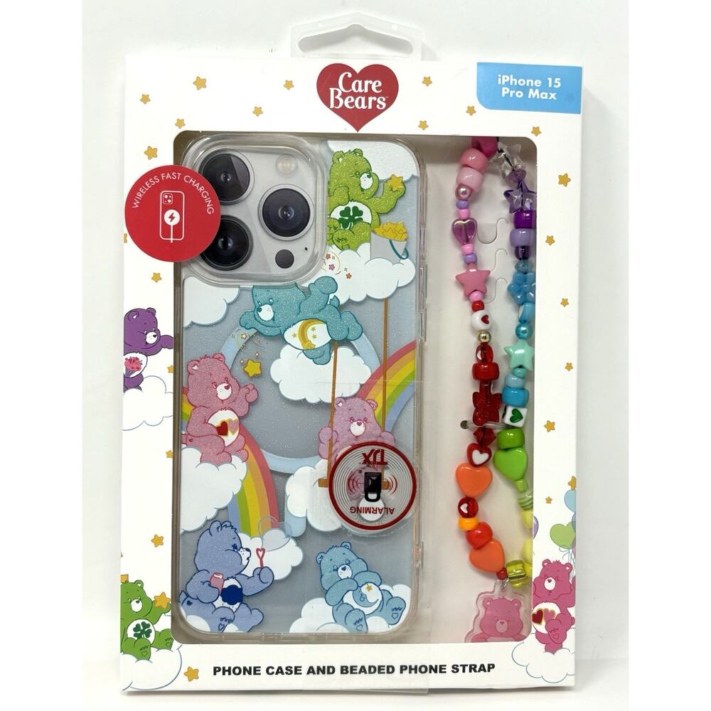 Care Bears Skinny Dip iPhone 15 Pro Max Case Cover With Beaded Strap Glitter